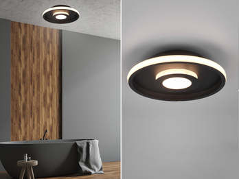 LED Deckenleuchte ASCARI rund Schwarz matt dimmbar IP44, Ø 30cm