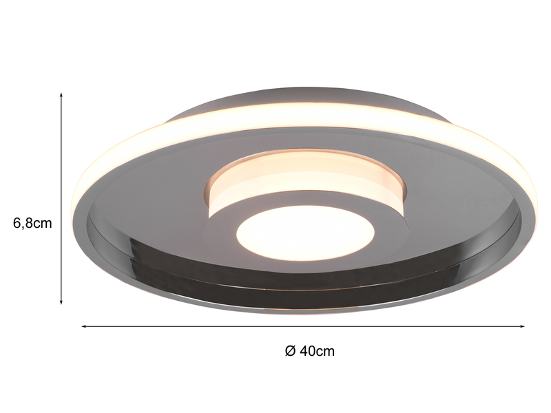 LED Deckenleuchte ASCARI, rund, Silber Chrom, Ø 40cm, dimmbar, IP44