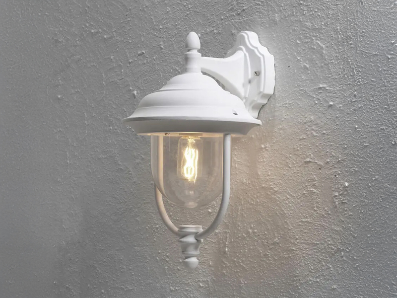 LED Außenwandleuchte Landhausstil Laterne hängend, Weiß, Höhe 46cm