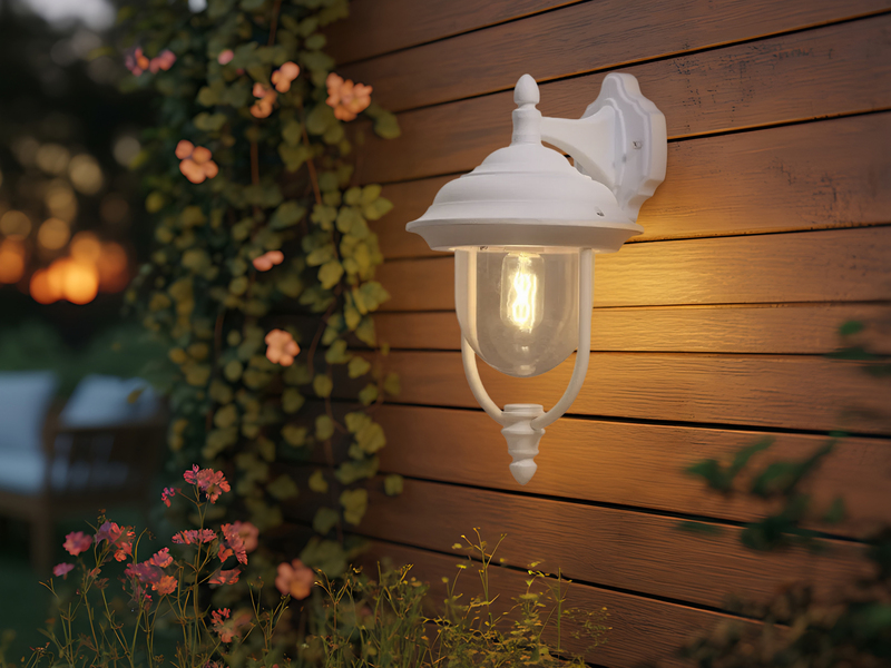 LED Außenwandleuchte Landhausstil Laterne hängend, Weiß, Höhe 46cm