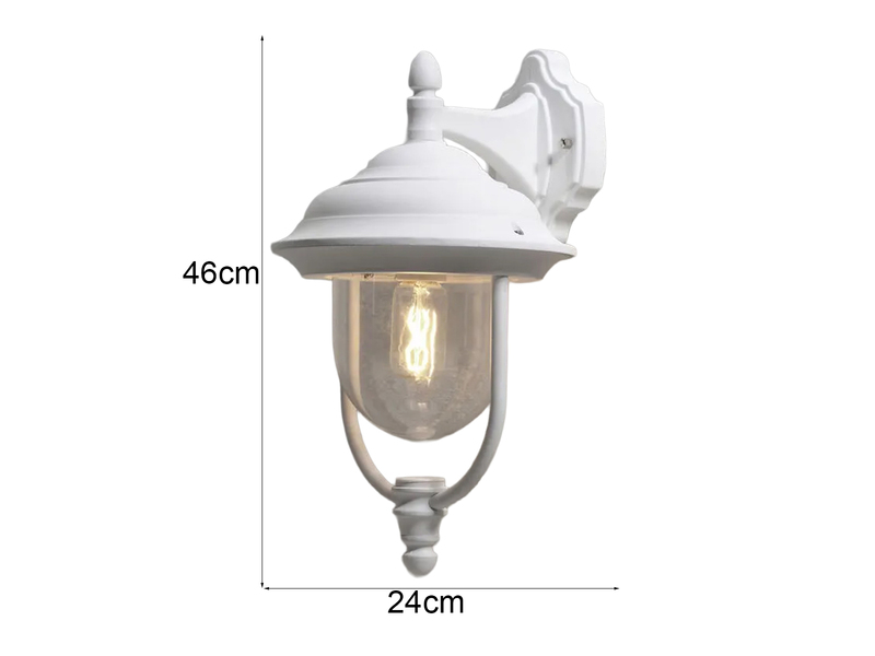 LED Außenwandleuchte Landhausstil Laterne hängend, Weiß, Höhe 46cm