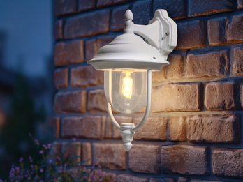 LED Außenwandleuchte Landhausstil Laterne hängend, Weiß, Höhe 46cm