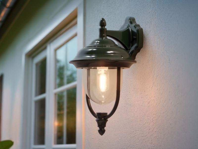 LED Außenwandleuchte Landhausstil Laterne hängend, Grün, Höhe 46cm
