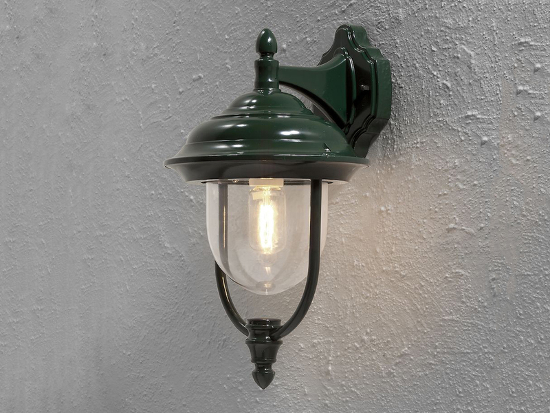 LED Außenwandleuchte Landhausstil Laterne hängend, Grün, Höhe 46cm