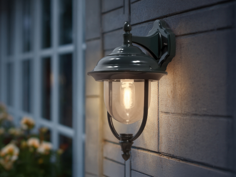 LED Außenwandleuchte Landhausstil Laterne hängend, Grün, Höhe 46cm