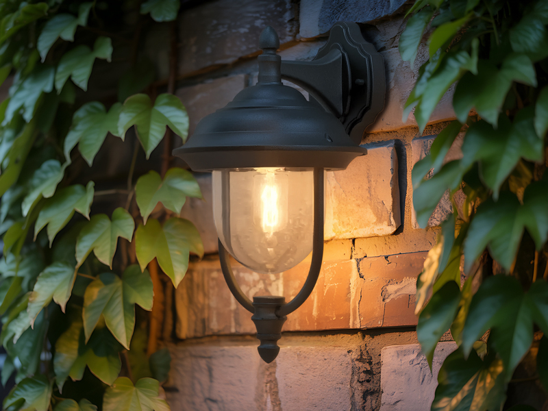 LED Außenwandleuchte Landhausstil Laterne hängend, Schwarz, Höhe 46cm