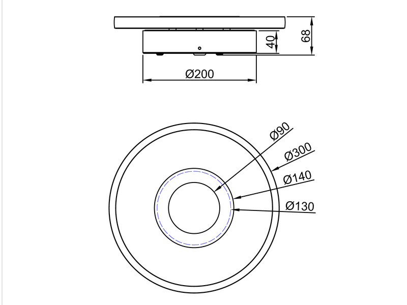 LED Deckenleuchte 2er Set Silber Chrom mit Switch Dimmer IP44, Ø 30cm