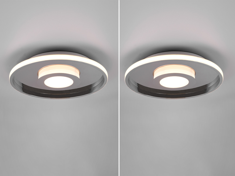 LED Deckenleuchte 2er Set Silber Chrom mit Switch Dimmer IP44, Ø 30cm