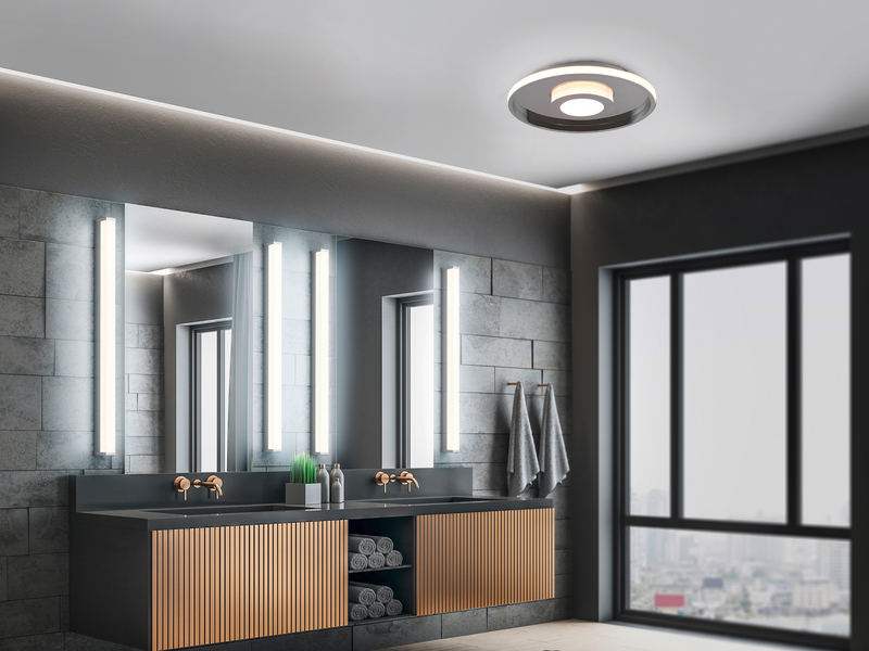 LED Deckenleuchte 2er Set Silber Chrom mit Switch Dimmer IP44, Ø 30cm