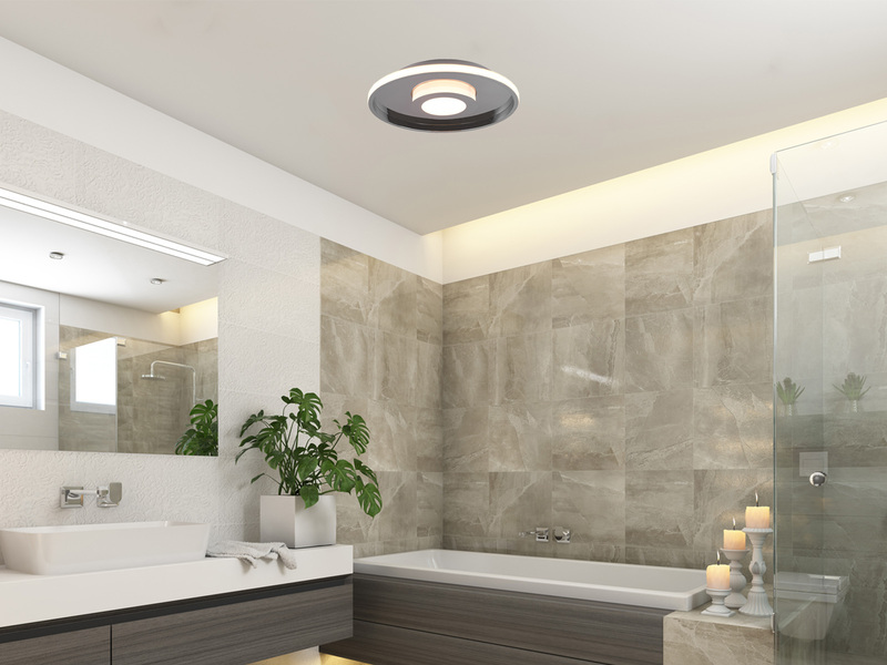 LED Deckenleuchte 2er Set Silber Chrom mit Switch Dimmer IP44, Ø 30cm