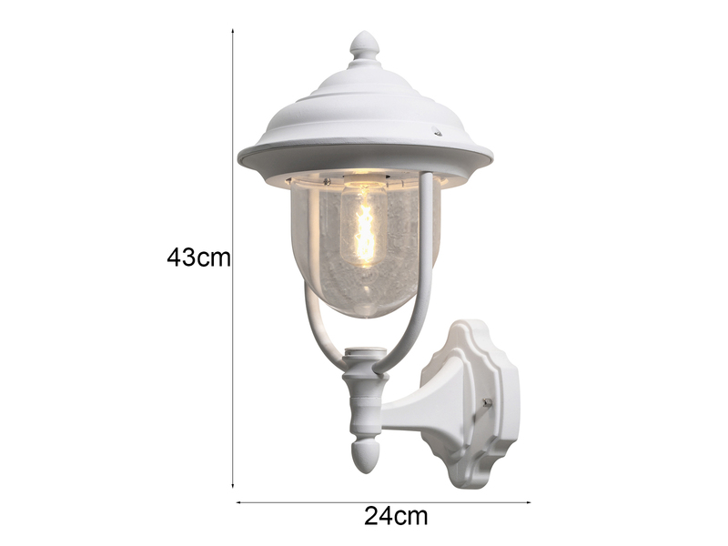 LED Außenwandleuchte Landhausstil Laterne stehend, Weiß, Höhe 43cm