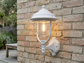 LED Außenwandleuchte Landhausstil Laterne stehend, Weiß, Höhe 43cm