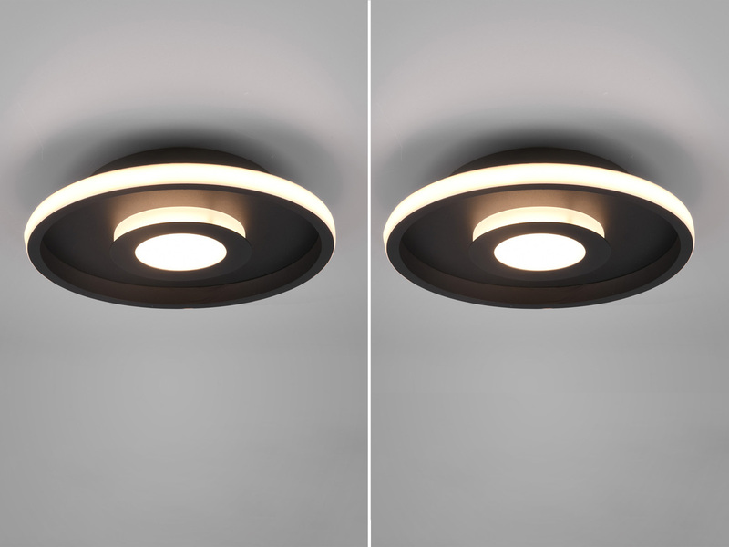 LED Deckenleuchte 2er Set Schwarz matt mit Switch Dimmer IP44, Ø 30cm