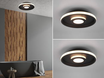 LED Deckenleuchte 2er Set Schwarz matt mit Switch Dimmer IP44, Ø 30cm