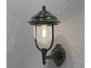 LED Außenwandleuchte Landhausstil Laterne stehend, Grün, Höhe 43cm