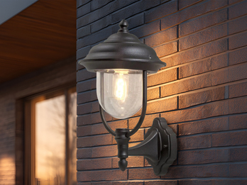 LED Außenwandleuchte Landhausstil Laterne stehend, Schwarz Höhe 43cm