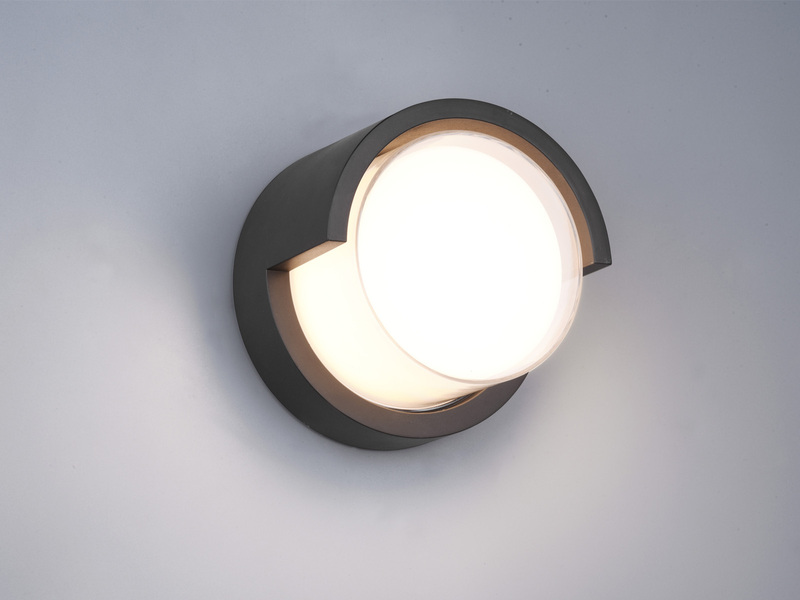 LED Außenwandleuchte PUNO Schwarz Fassadenbeleuchtung IP54 rund Ø 15cm