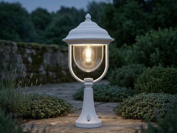 LED Sockelleuchte, Gartenlaterne im Landhausstil Weiß, Höhe 54cm