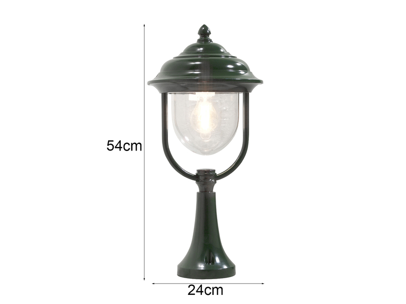 LED Sockelleuchte, Gartenlaterne im Landhausstil Grün, Höhe 54cm