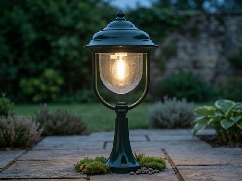 LED Sockelleuchte, Gartenlaterne im Landhausstil Grün, Höhe 54cm
