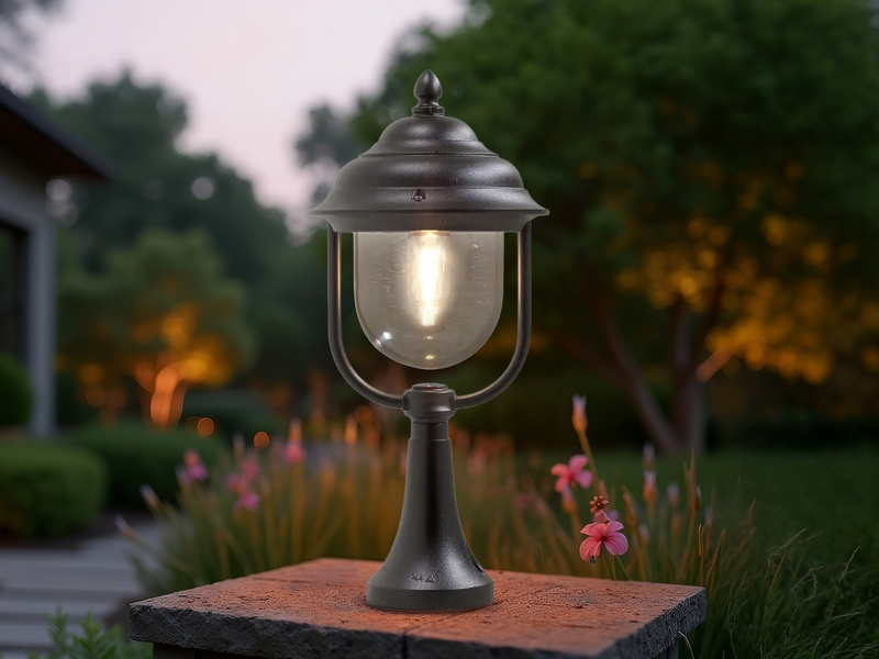 LED Sockelleuchte, Gartenlaterne im Landhausstil Schwarz, Höhe 54cm