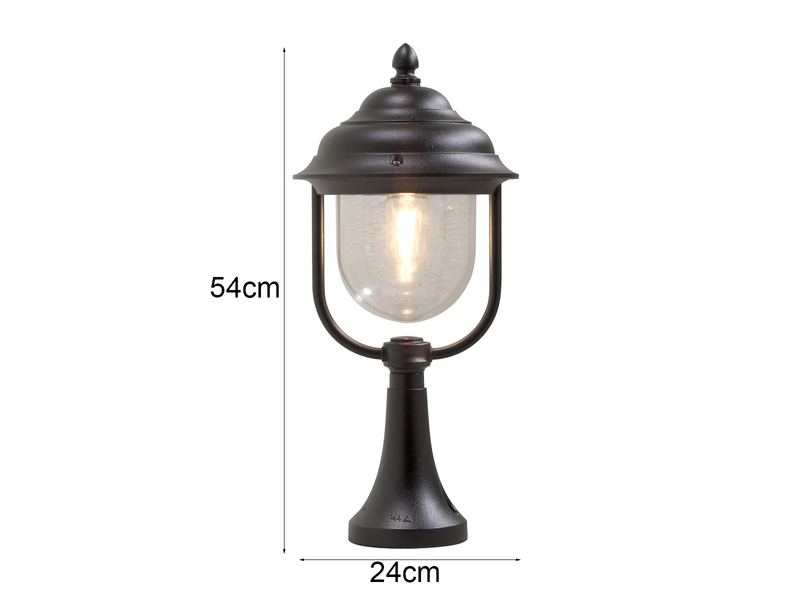 LED Sockelleuchte, Gartenlaterne im Landhausstil Schwarz, Höhe 54cm