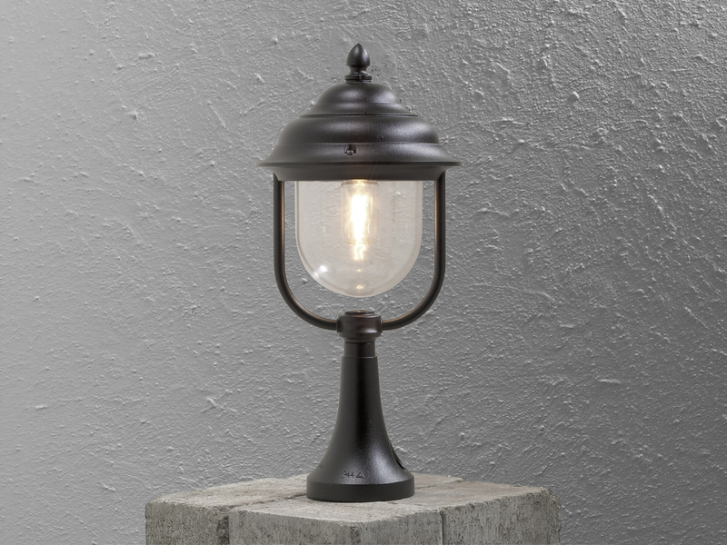 LED Sockelleuchte, Gartenlaterne im Landhausstil Schwarz, Höhe 54cm