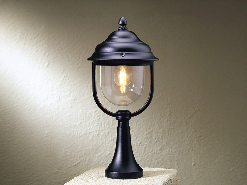 LED Sockelleuchte, Gartenlaterne im Landhausstil Schwarz, Höhe 54cm