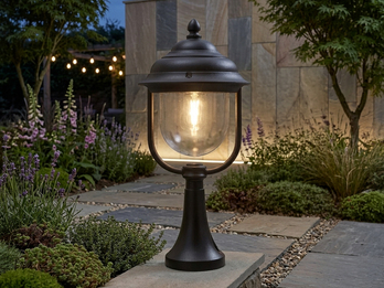 LED Sockelleuchte, Gartenlaterne im Landhausstil Schwarz, Höhe 54cm