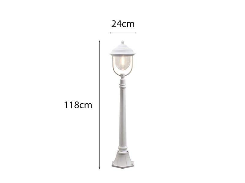 LED Außen Standlaterne Wegeleuchte im Landhausstil, weiß, Höhe 118cm