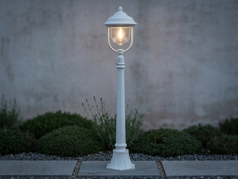 LED Wegeleuchte im Landhausstil, Gartenlaterne Weiß, Höhe 118cm