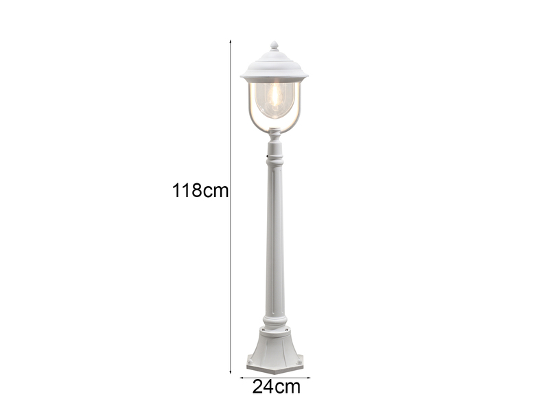 LED Wegeleuchte im Landhausstil, Gartenlaterne Weiß, Höhe 118cm