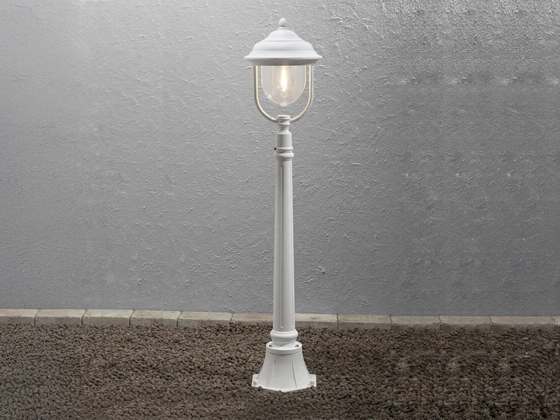 LED Wegeleuchte im Landhausstil, Gartenlaterne Weiß, Höhe 118cm