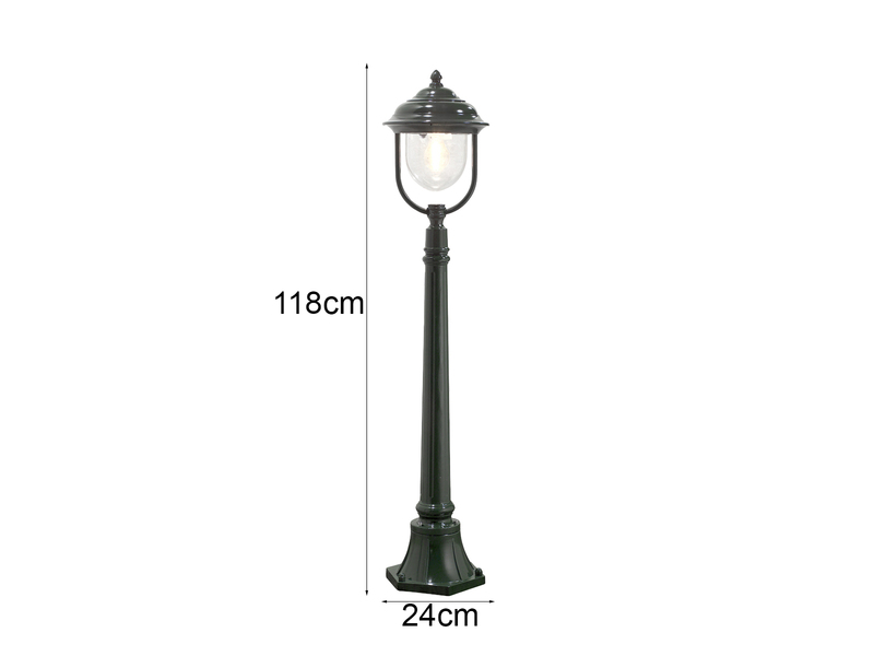 LED Wegeleuchte im Landhausstil, Gartenlaterne Grün, Höhe 118cm