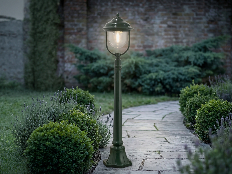 LED Wegeleuchte im Landhausstil, Gartenlaterne Grün, Höhe 118cm