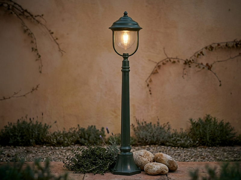 LED Wegeleuchte im Landhausstil, Gartenlaterne Grün, Höhe 118cm
