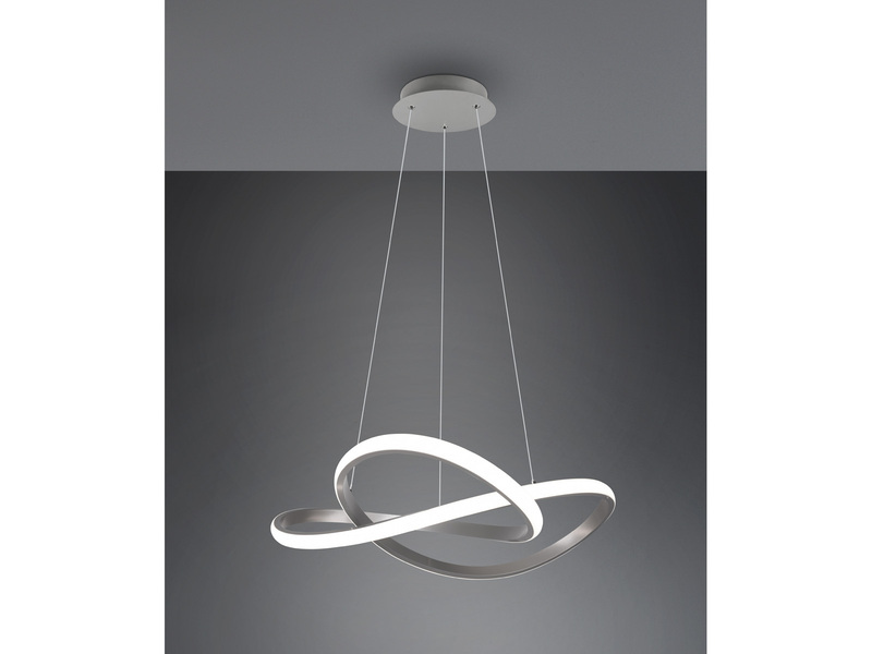 LED Pendelleuchte COURSE Silber mit Stufen Dimmer, 4000K Neutralweiß, Ø 60cm