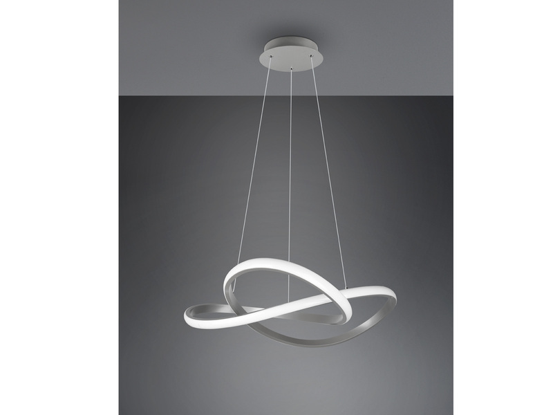 LED Pendelleuchte COURSE Silber mit Stufen Dimmer, 4000K Neutralweiß, Ø 60cm