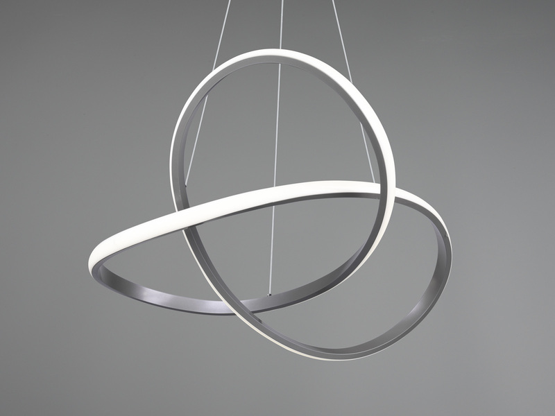 LED Pendelleuchte COURSE Silber mit Stufen Dimmer, 4000K Neutralweiß, Ø 60cm