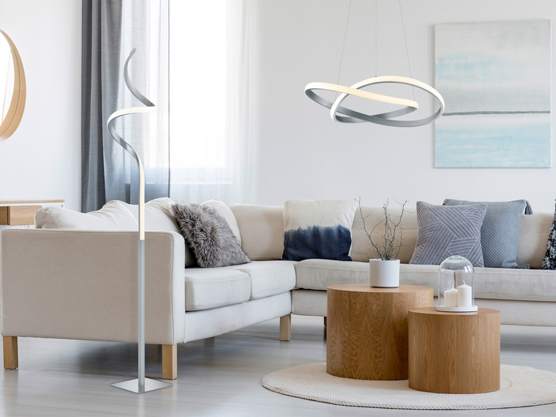 LED Pendelleuchte COURSE Silber mit Stufen Dimmer, 4000K Neutralweiß, Ø 60cm