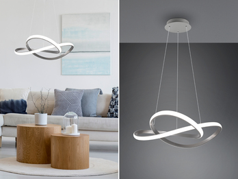 LED Pendelleuchte COURSE Silber mit Stufen Dimmer, 4000K Neutralweiß, Ø 60cm