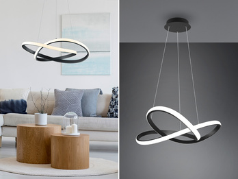 LED Pendelleuchte COURSE Schwarz mit Stufen Dimmer, 4000K Neutralweiß, Ø 60cm