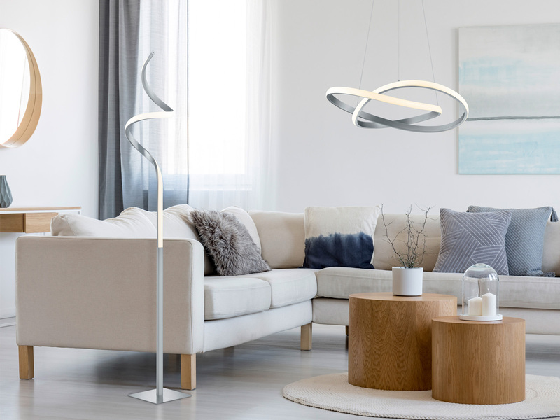 LED Deckenleuchte COURSE Silber mit Stufen Dimmer, 4000K Neutralweiß, Ø 45cm