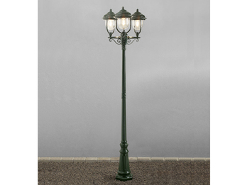 LED Straßenlaterne Kandelaber im Landhausstil, 3 flammig, grün, Höhe 218cm