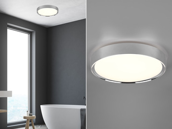 LED Deckenleuchte CLARIMO in Silber Chrom IP44 Badlampe, Ø 33cm