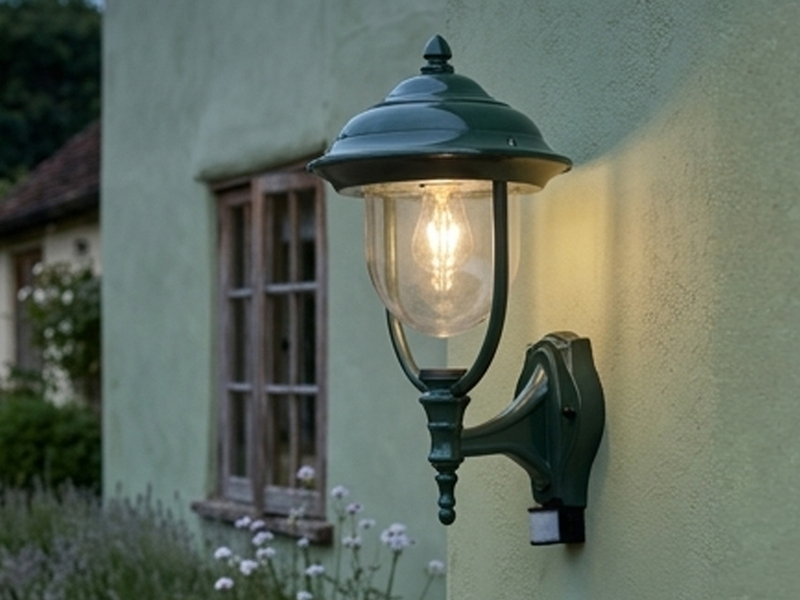 Große LED Außenwandleuchte im Landhausstil Grün mit Bewegungsmelder, Höhe 48cm