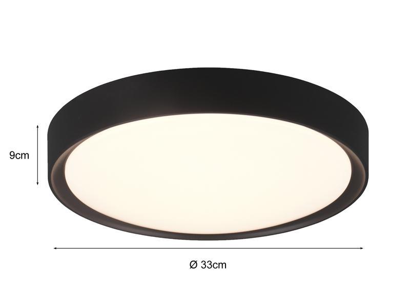 LED Deckenleuchte CLARIMO in Schwarz matt IP44 Badlampe, Ø 33cm