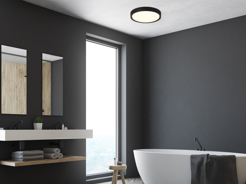 LED Deckenleuchte CLARIMO in Schwarz matt IP44 Badlampe, Ø 33cm