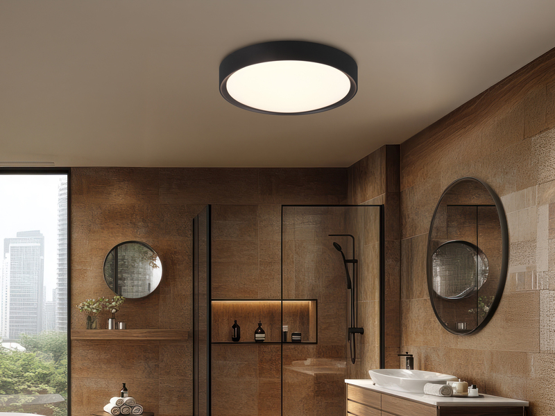 LED Deckenleuchte CLARIMO in Schwarz matt IP44 Badlampe, Ø 33cm