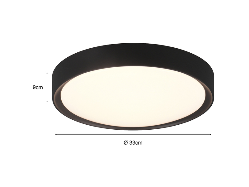 LED Deckenleuchte CLARIMO in Schwarz matt IP44 Badlampe, Ø 33cm